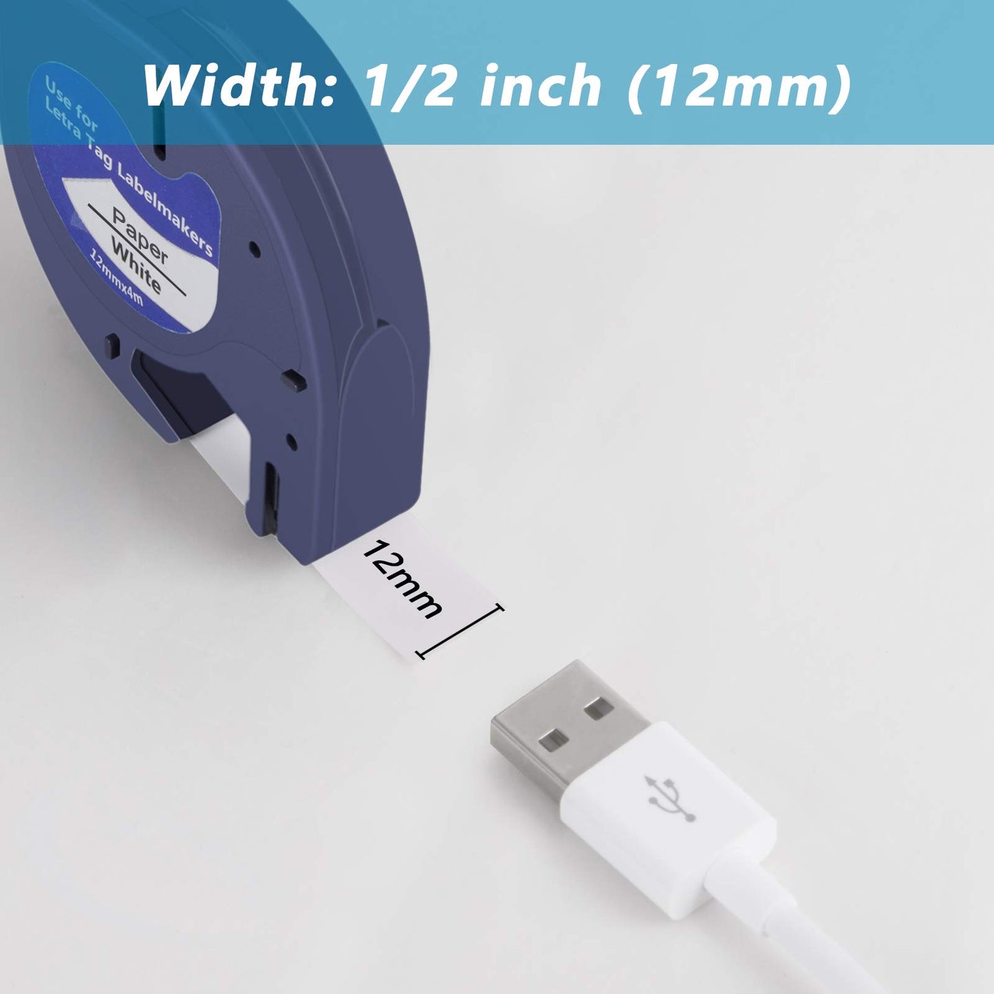 Hehua Compatible with Dymo 91330 12mm Label Maker Tape 10PK Refills 10697