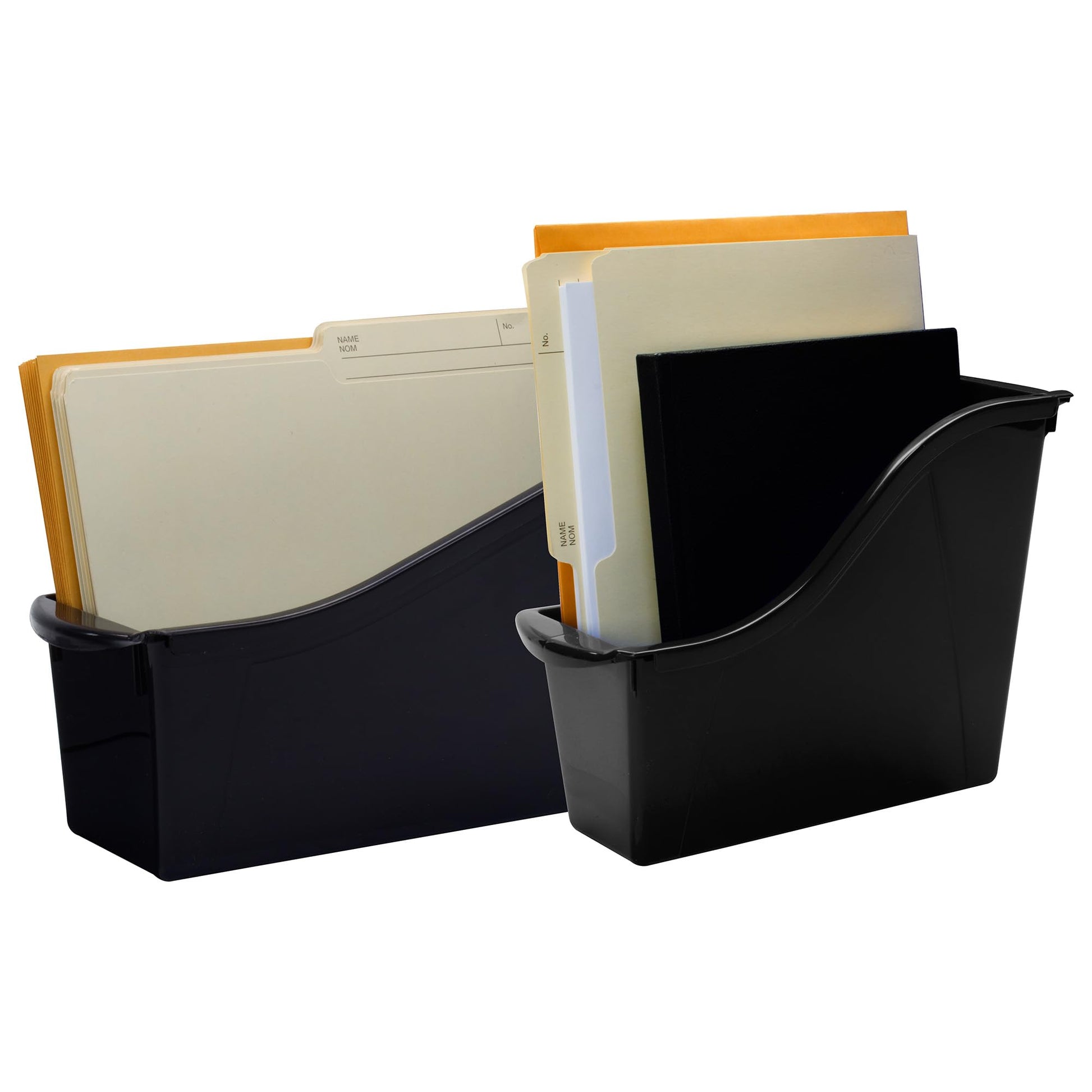 Storex Large Book Bin - Interlocking Plastic Organizer for Home, Office, and Work Space - Black