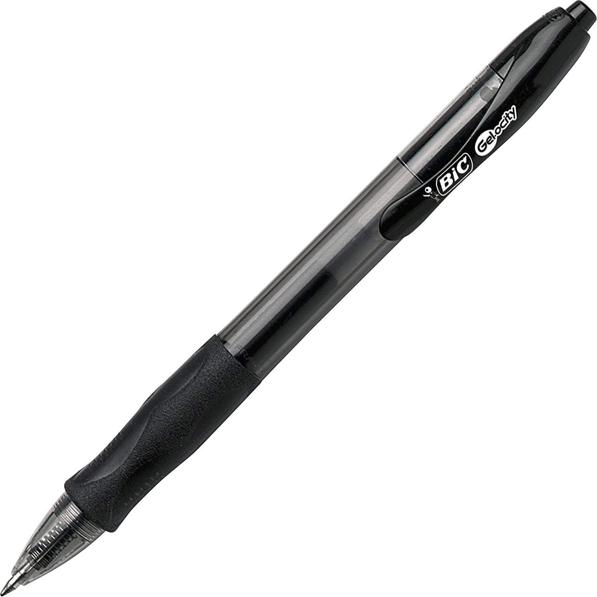 BIC SUPER SMOOTH Gel-ocity gel pens, Bulk Pack Of 24 Ink Pens, 12 Black And 12 Blue Retractable Gel
