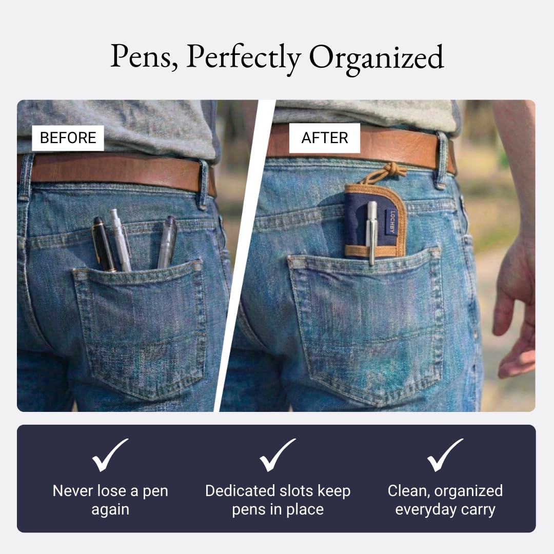 LOCHBY® Duo Pen Pouch | Slim and Elegant Pen Pouch, Durable Waxed Canvas, Lightly Padded for