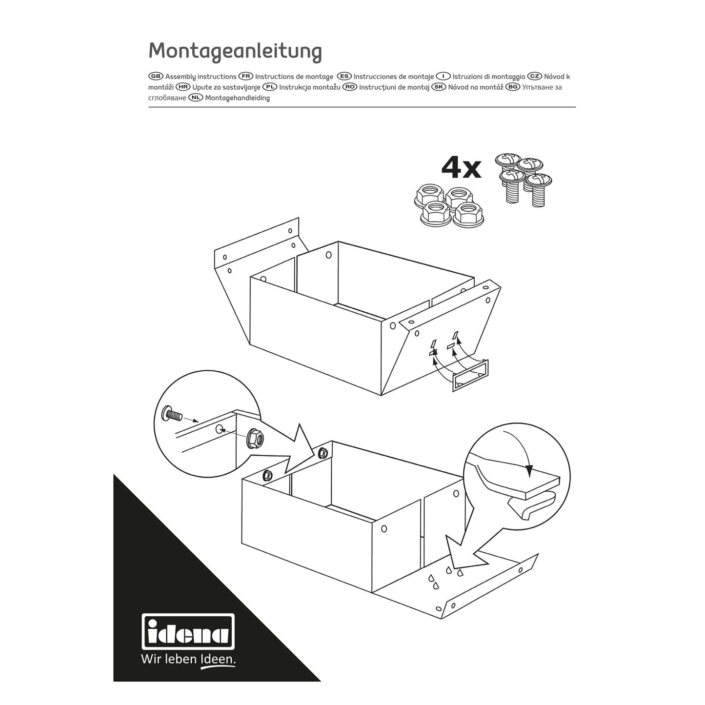 Idena storage box made of solid cardboard, lid reinforced with metal, including labelling field