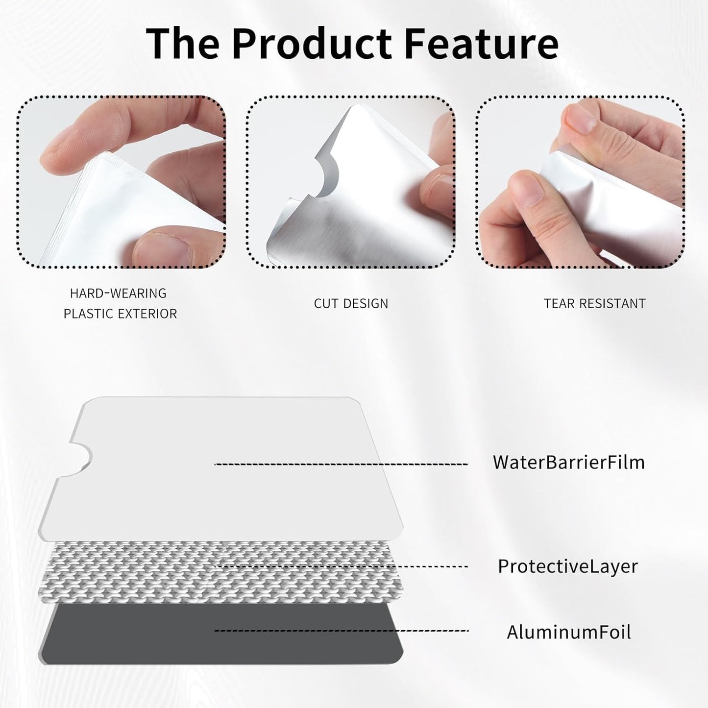 Owfeel RFID Blocking Secure Credit Card Sleeves Pack Of 50 Contactless Card Protection Holders