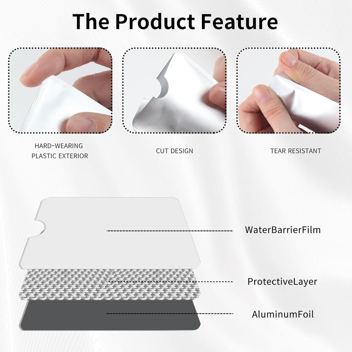 Owfeel RFID Blocking Secure Credit Card Sleeves Pack Of 50 Contactless Card Protection Holders