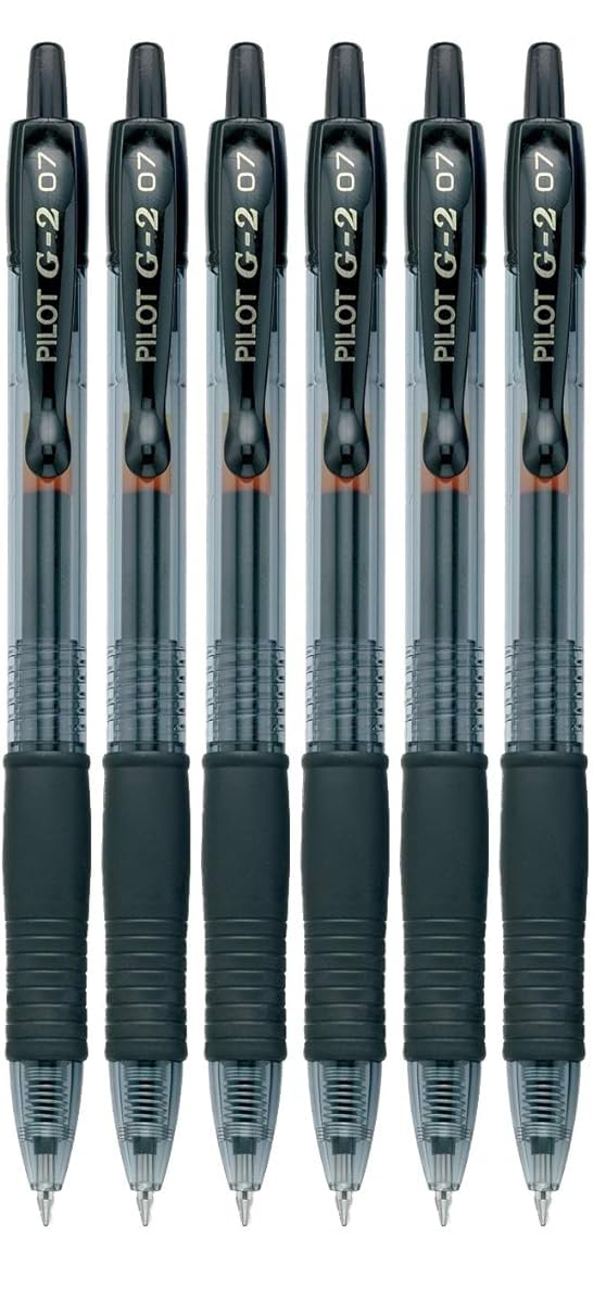 Advantage Gifts Pilot G2 Retractable Roller Ball Pens, Fine Point (.7mm), Black Ink 6-pk
