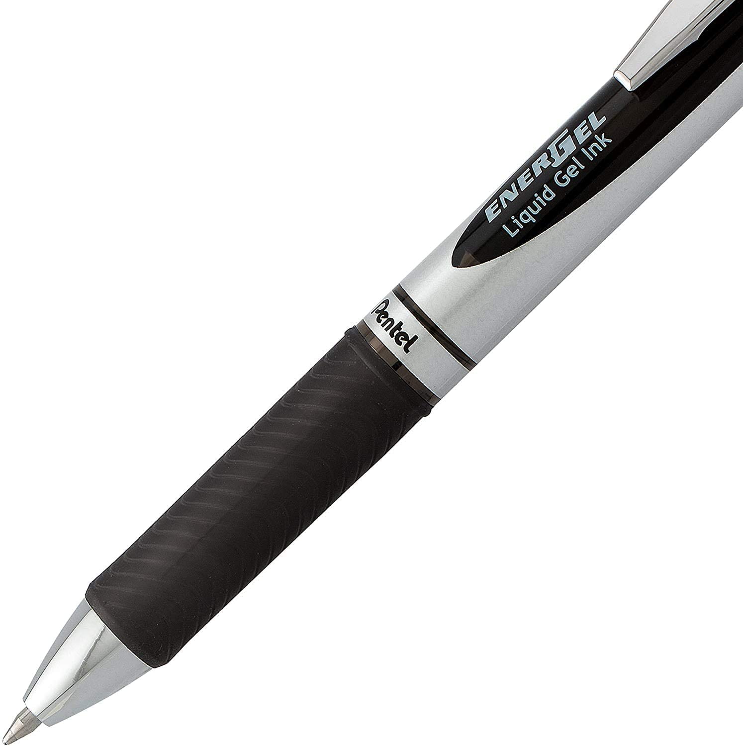 Pentel Energel 0.7 mm Deluxe RTX Liquid Gel Ink Pens, Metal Tip, Pack of 5 Black Pens with 3 Refills