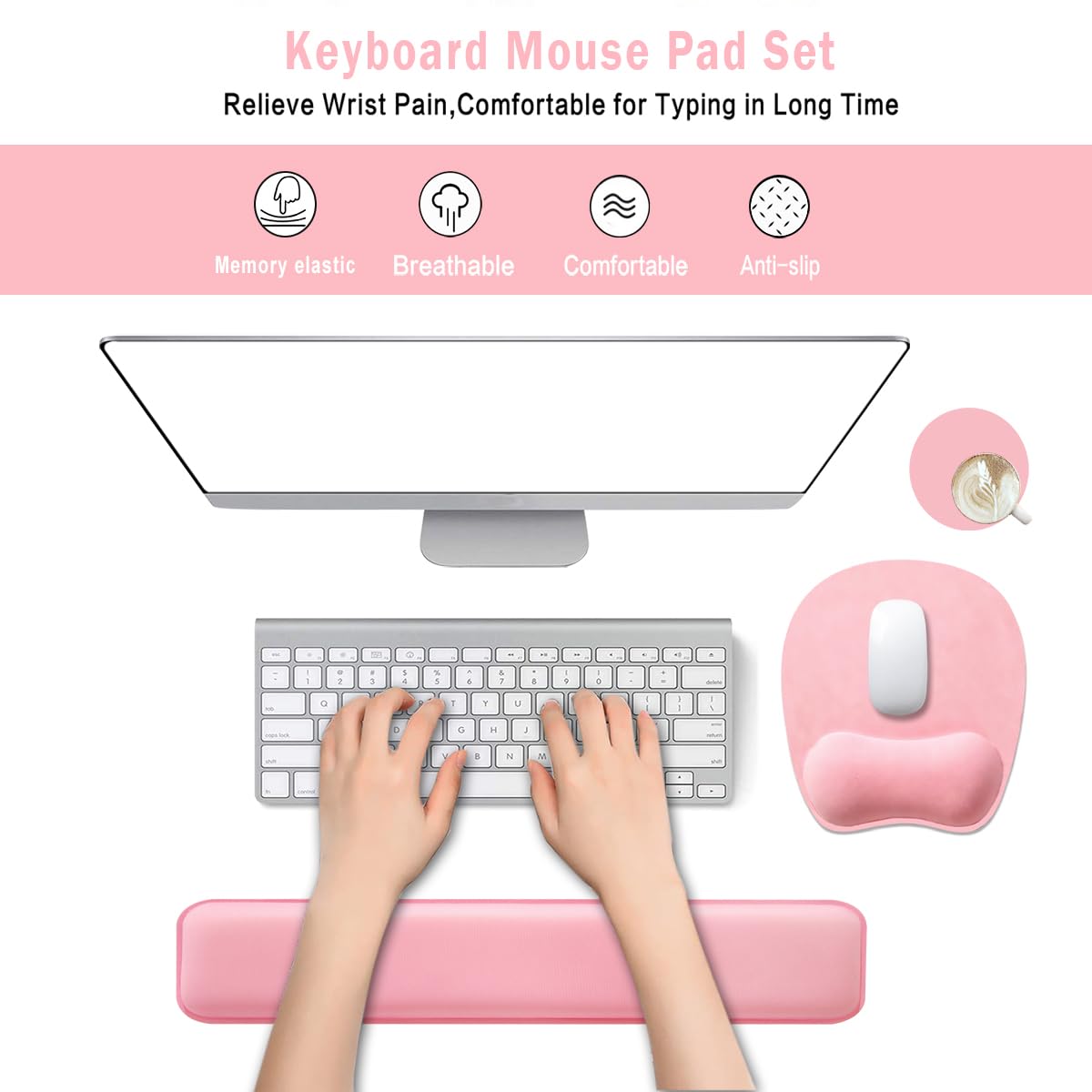 Memory Foam Set Wrist Rest Pad & Mouse Wrist Rest Support,Ergonomic Design for