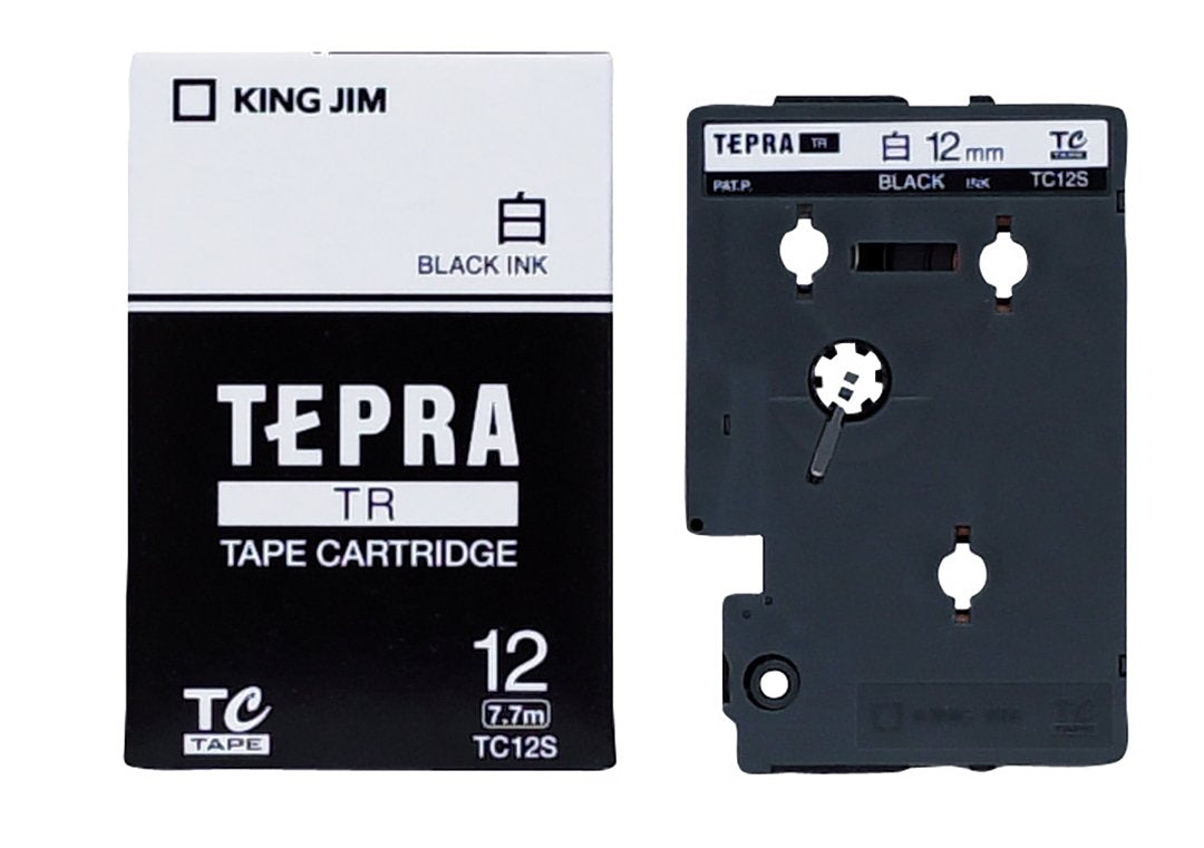 King Jim Tepra TR TC12S Tape Cartridge, 0.5 inches (12 mm), White