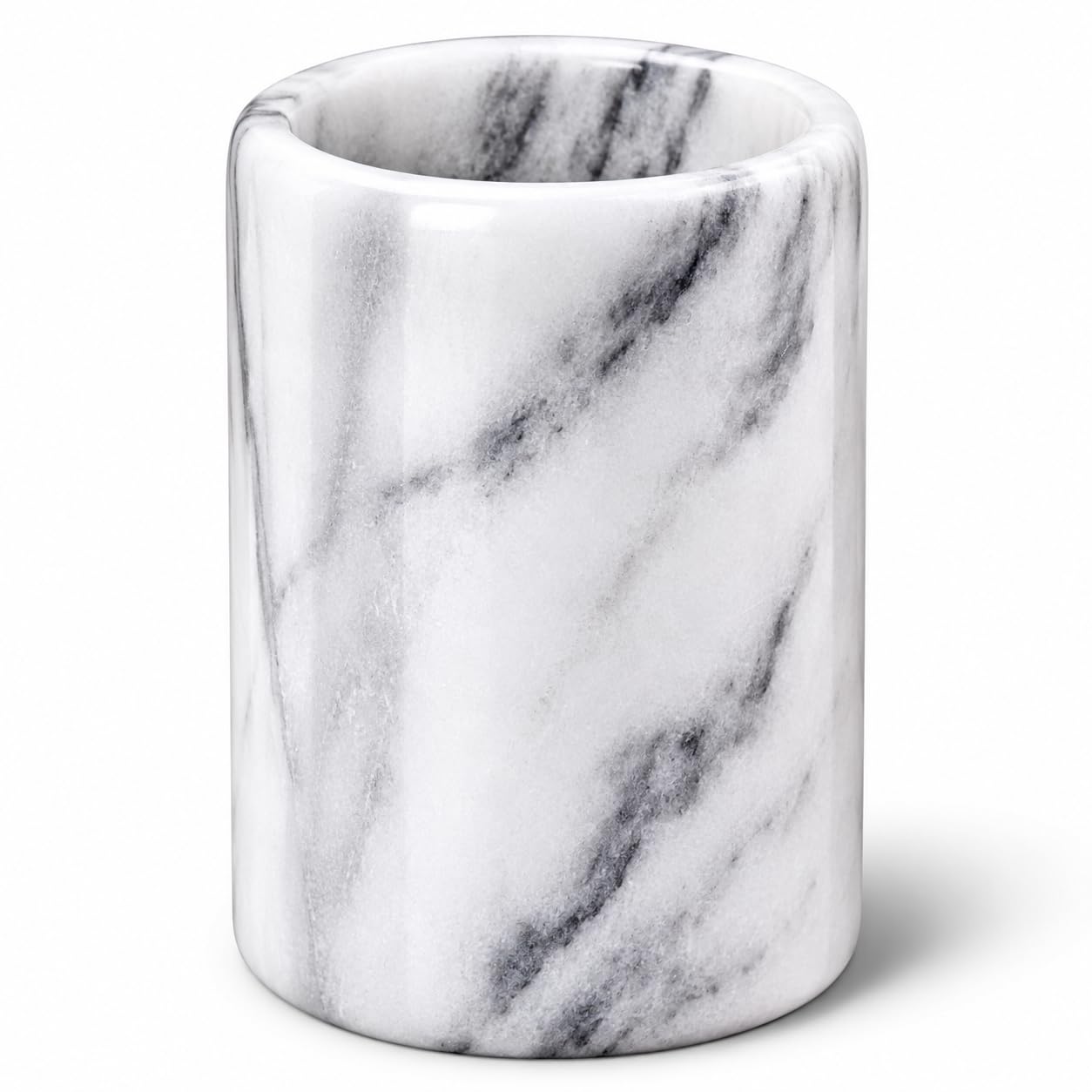 Creative Home White Marble Pen Holder, Heavy Stone Pencil Cup Organizer for Desk