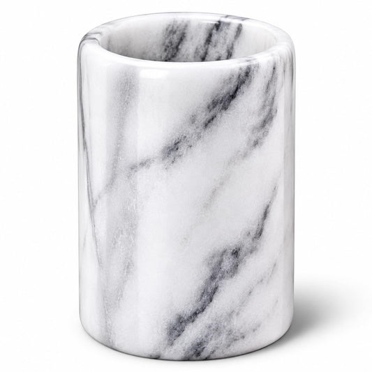 Creative Home White Marble Pen Holder, Heavy Stone Pencil Cup Organizer for Desk