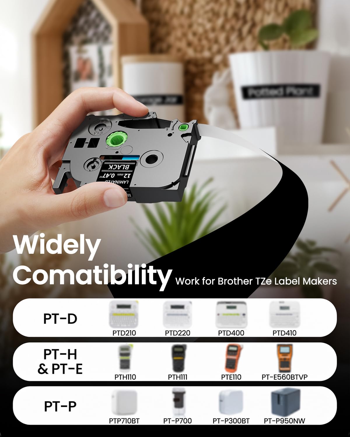Oozmas TZe-335 Black Label Tape Compatible with Brother Label Maker Tape