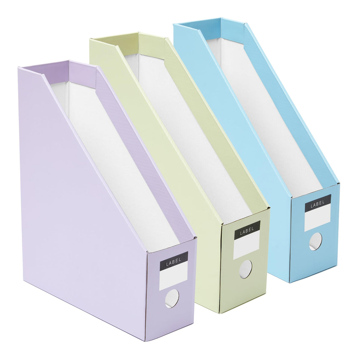 Y YOMA Cardboard File Magazine Holder, Pastel Color, 6 Pack Desktop Binder Holder with Labels