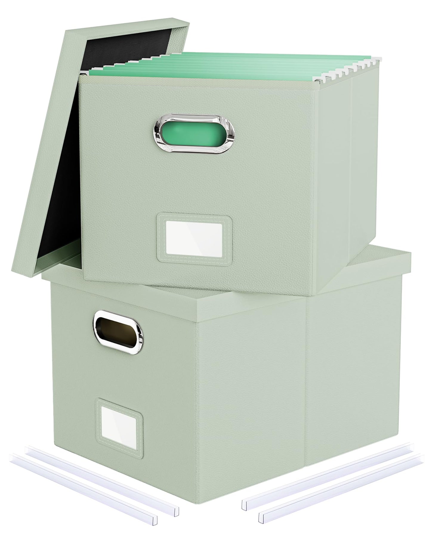 2 Pack File Storage Organizer, Portable File Box with Lid, Fit for Letter/Legal File Folder