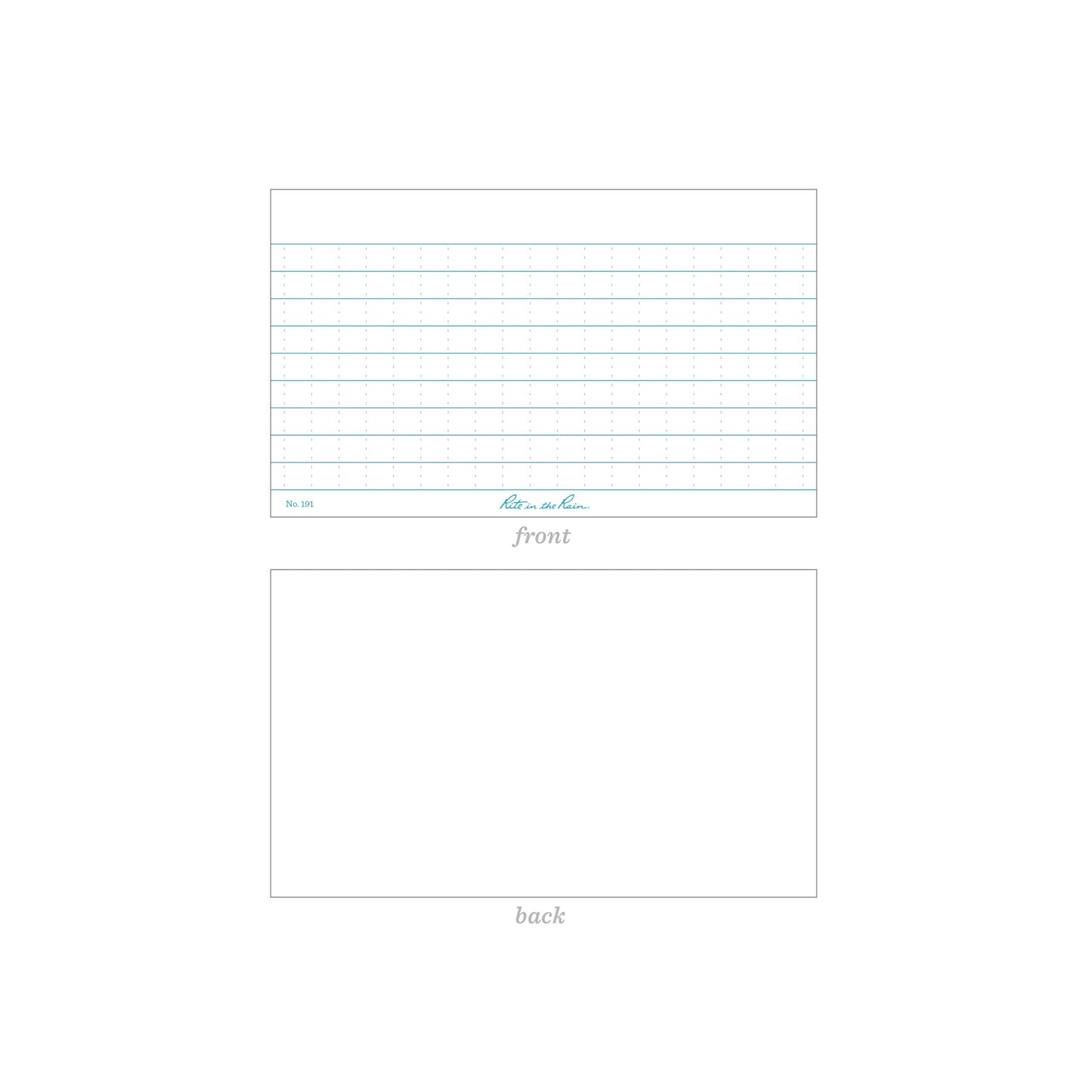 Rite In The Rain Weatherproof Index Cards, 3" x 5", Universal Pattern, White (No. 191)