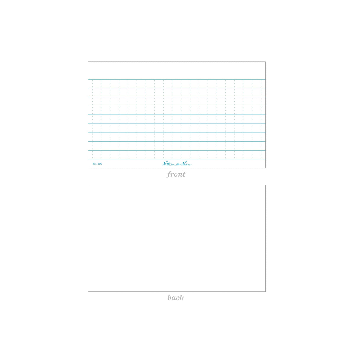Rite In The Rain Weatherproof Index Cards, 3" x 5", Universal Pattern, White (No. 191)