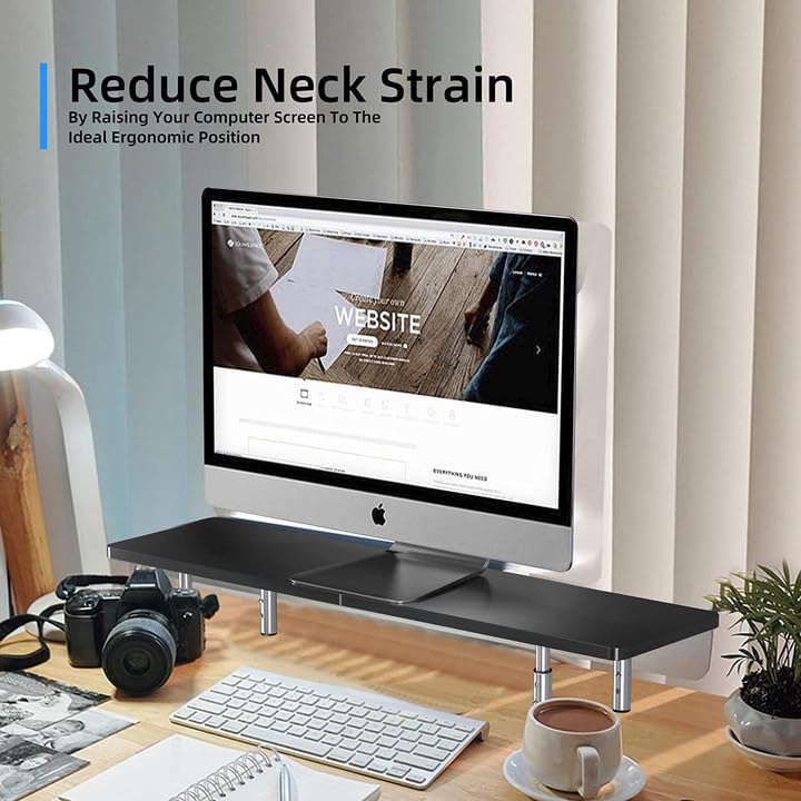 suptek Dual Monitor Stand Riser,Large Monitor Laptop Stand Riser 3 Adjustable Heights Computer