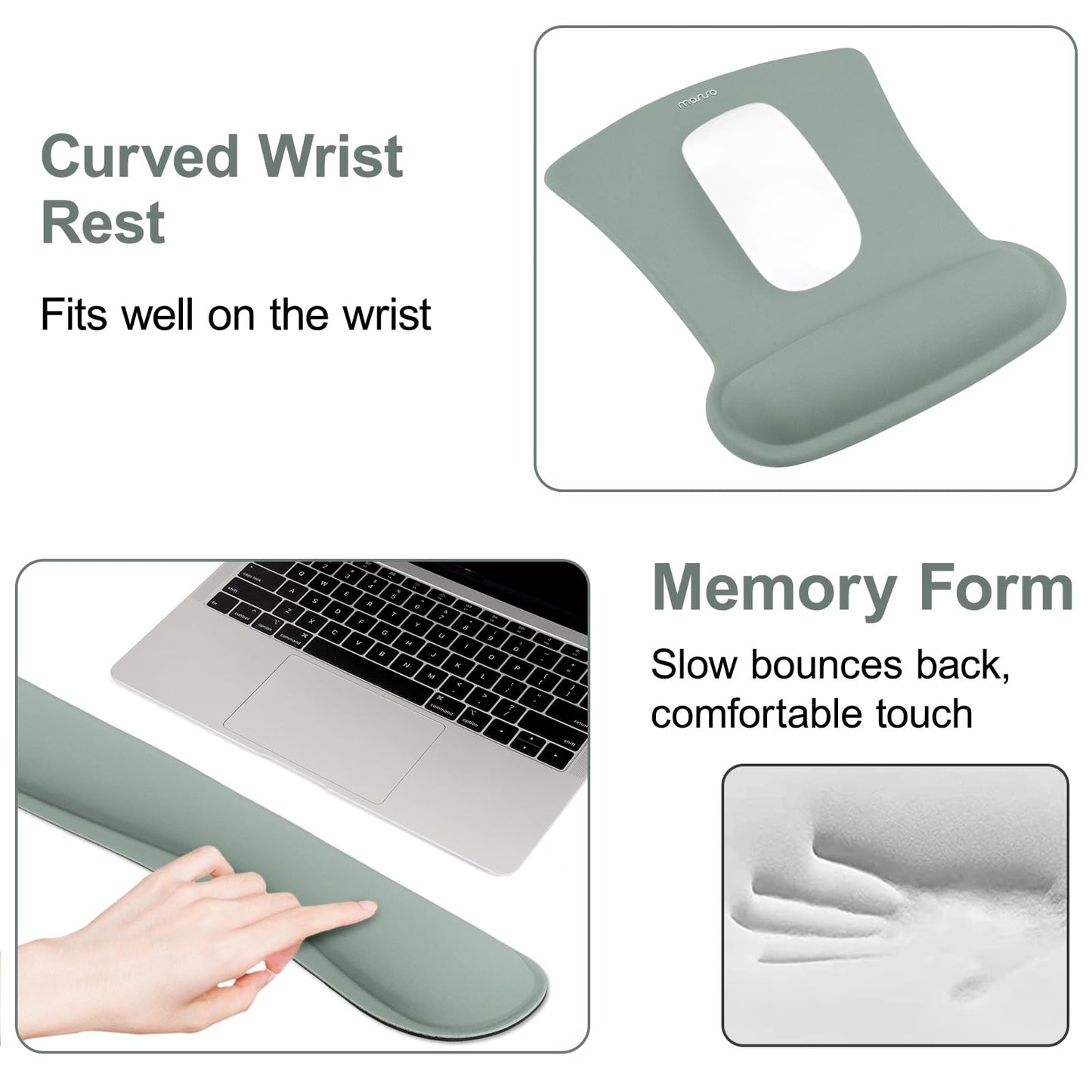 MOSISO Wrist Rest Support for Mouse Pad & Keyboard Set, Antique Green