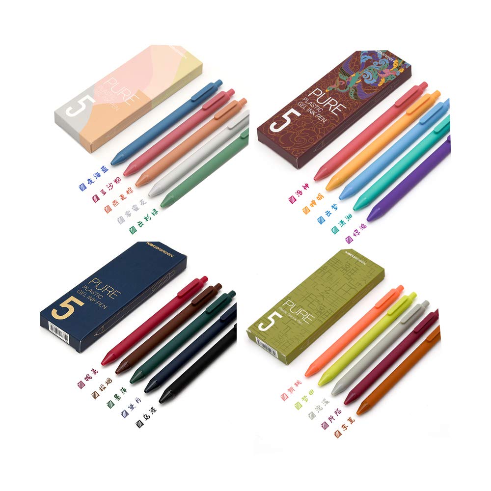 4 Packs KACO Gel Ink Pens Retractable 20 different ink color Extra Fine Point (0.5mm) for Drawing