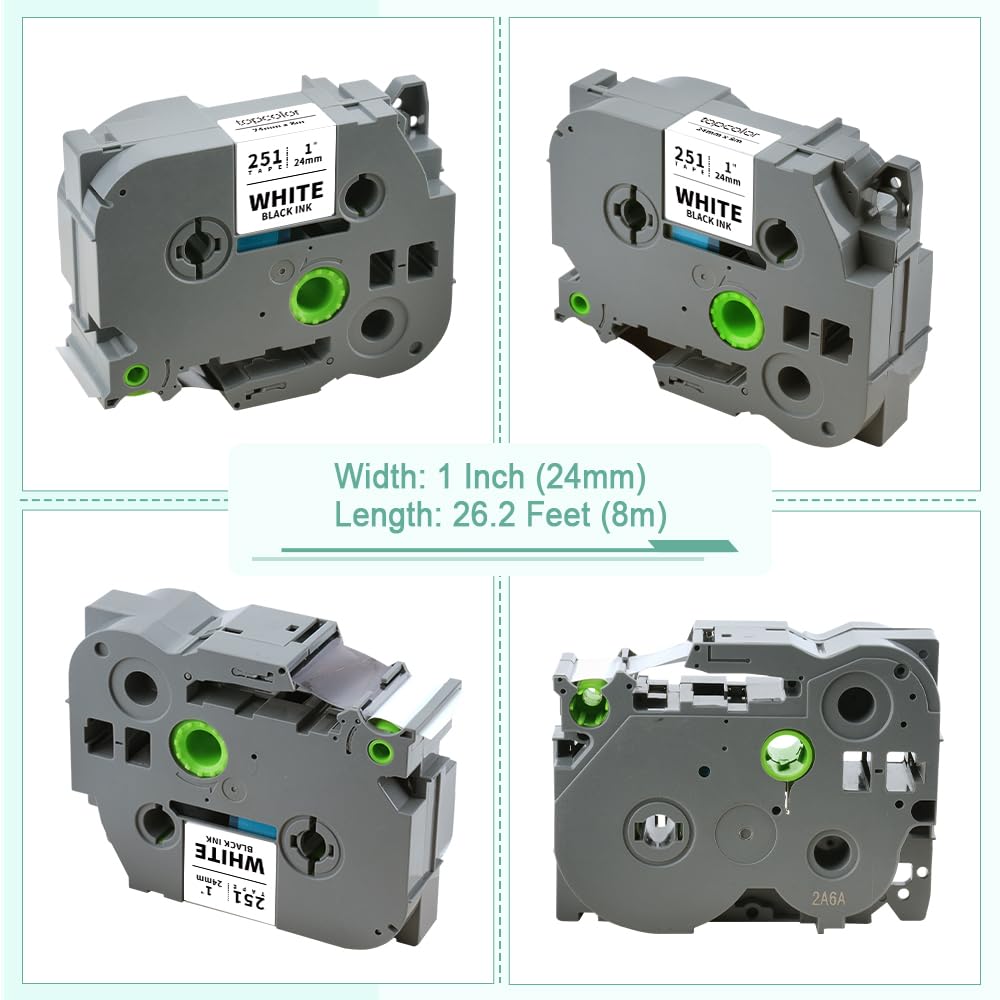 6-Pack 24mm 0.94" Multi-Color Compatible for Brother P Touch Label Tape