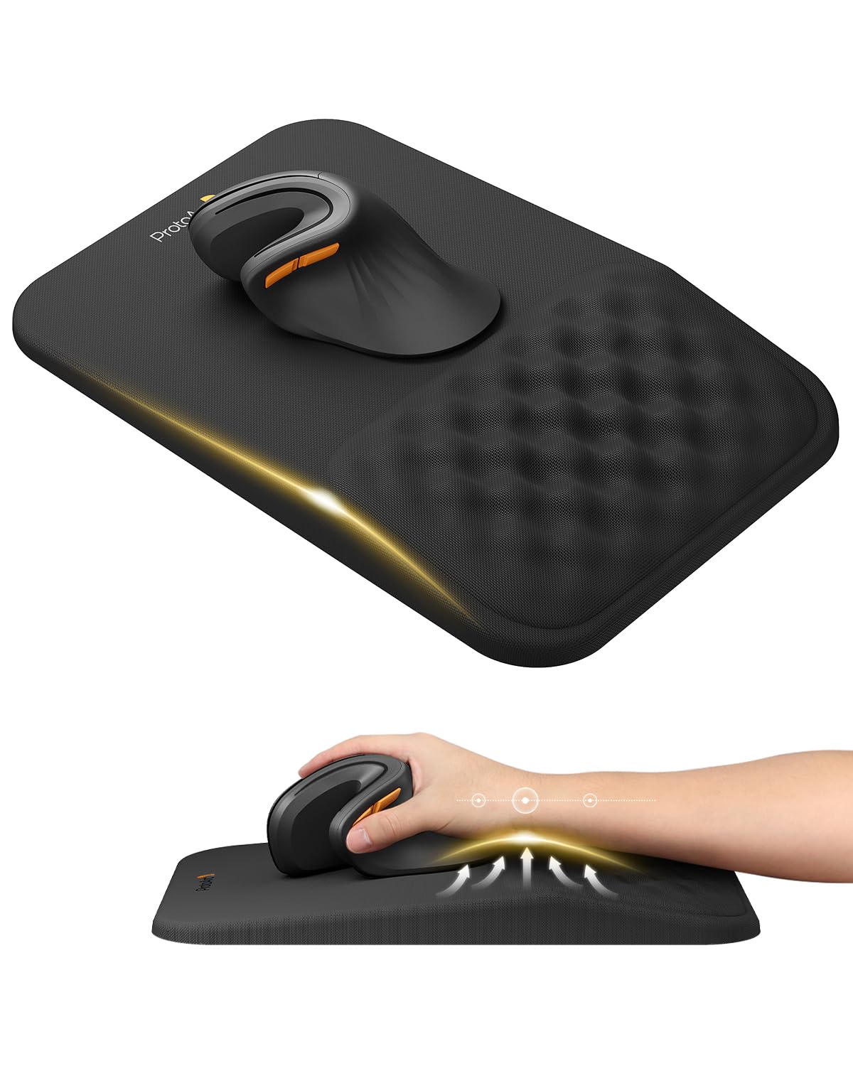 ProtoArc MP50 Ergonomic Mouse Pad with Wrist Support, Lycra Surface, Black