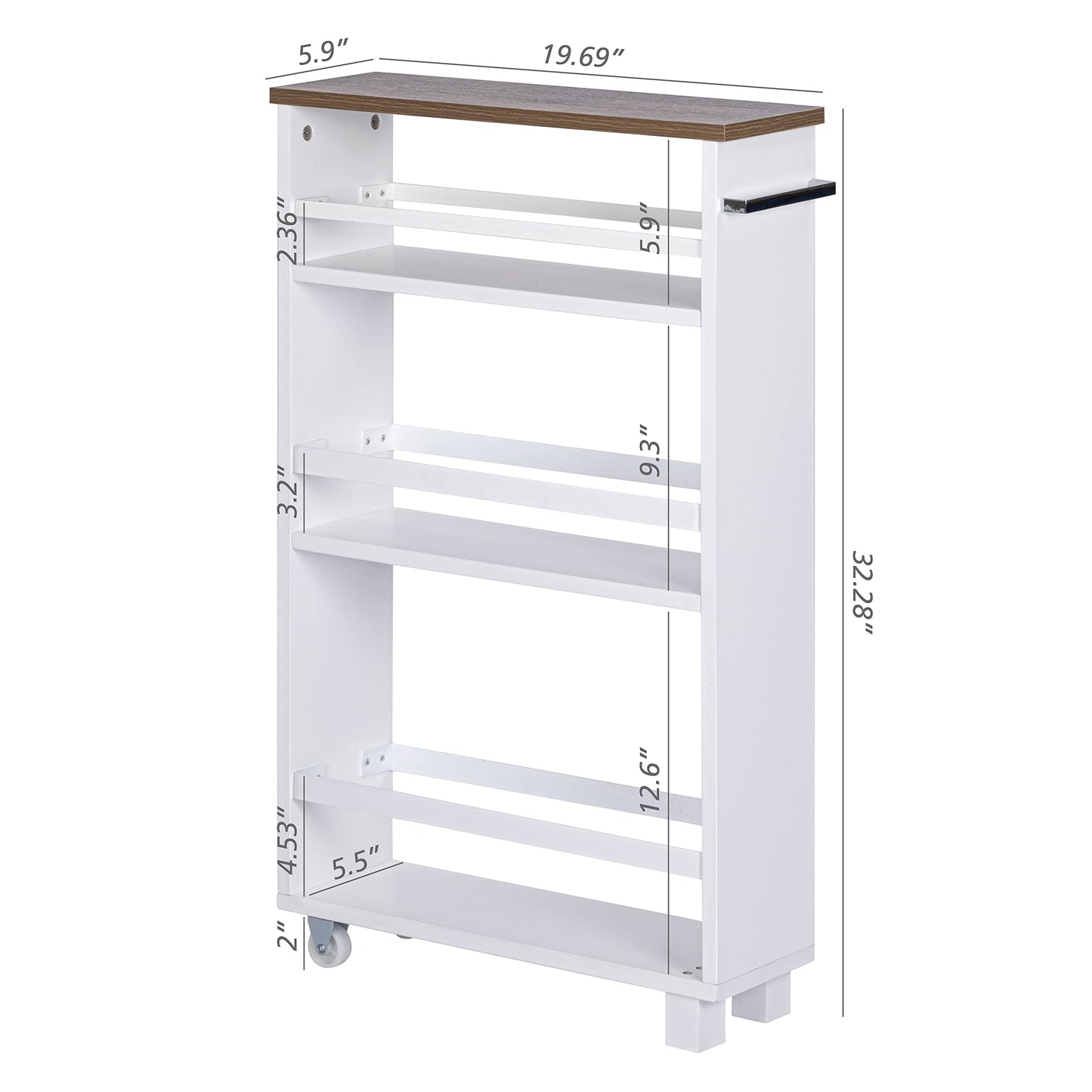 UTEX Slim Rolling Storage Cart, 4-Tier Utility Cart on Wheels, Mobile Kitchen Storage Shelf for