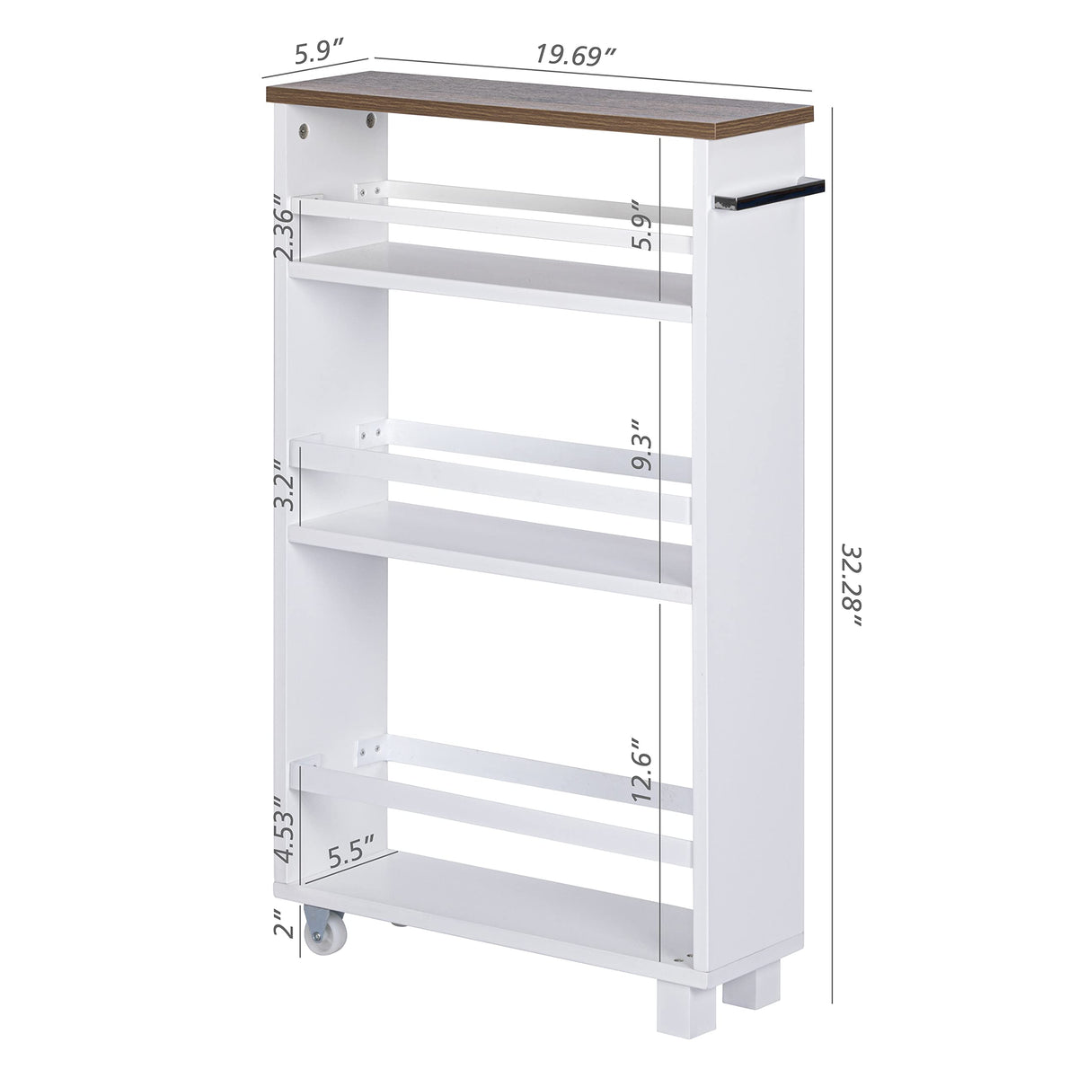 UTEX Slim Rolling Storage Cart, 4-Tier Utility Cart on Wheels, Mobile Kitchen Storage Shelf for