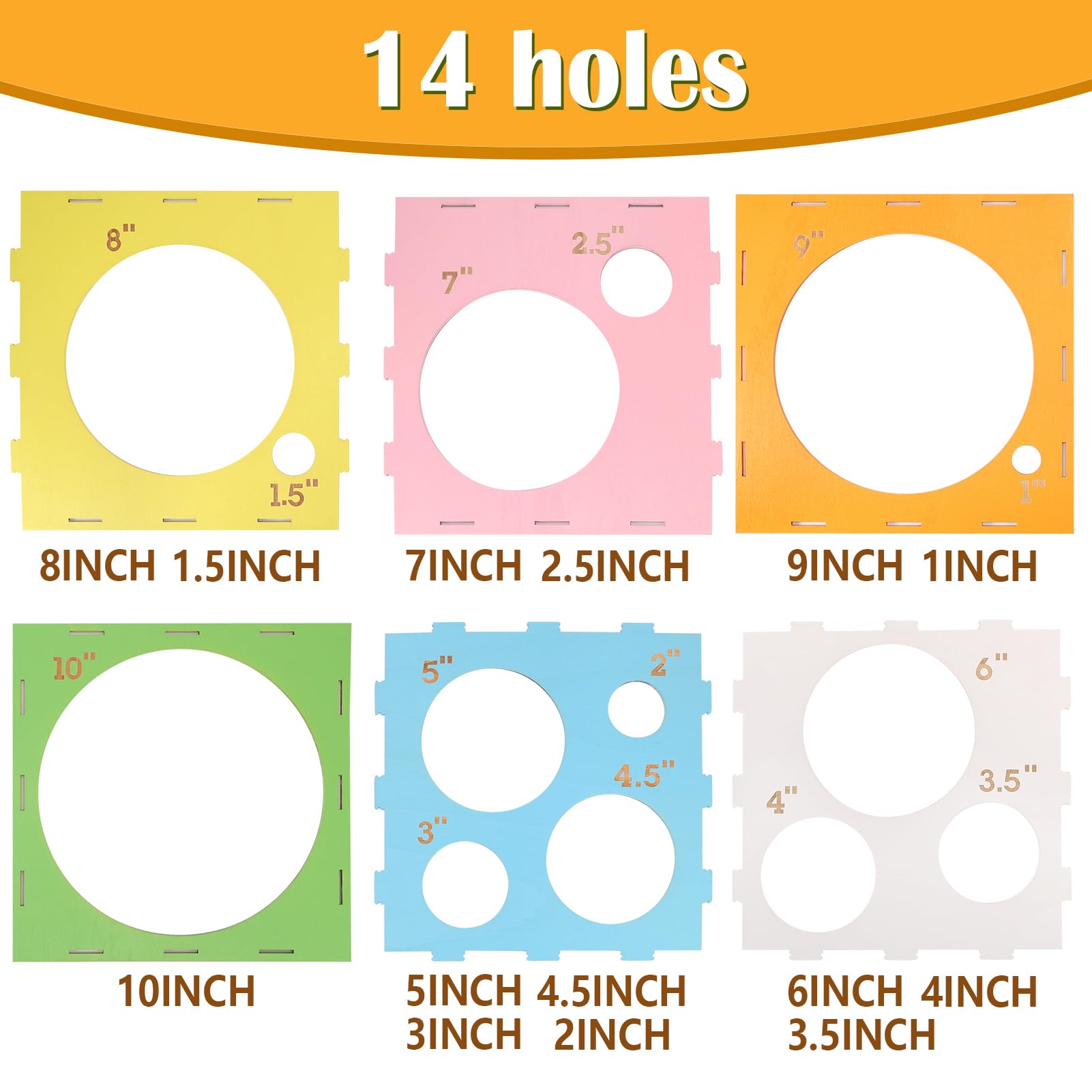 Auihiay 14 Holes Colored Balloon Measurement Box, Balloon Sizer (1-10 Inch)