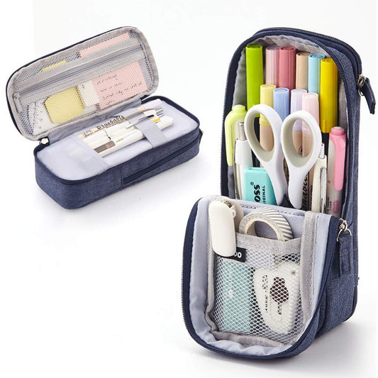 iSuperb Standing Pencil Case 2 Compartments Pencil Pouch Magnetic Mobile Phone Holder Bracket Pen