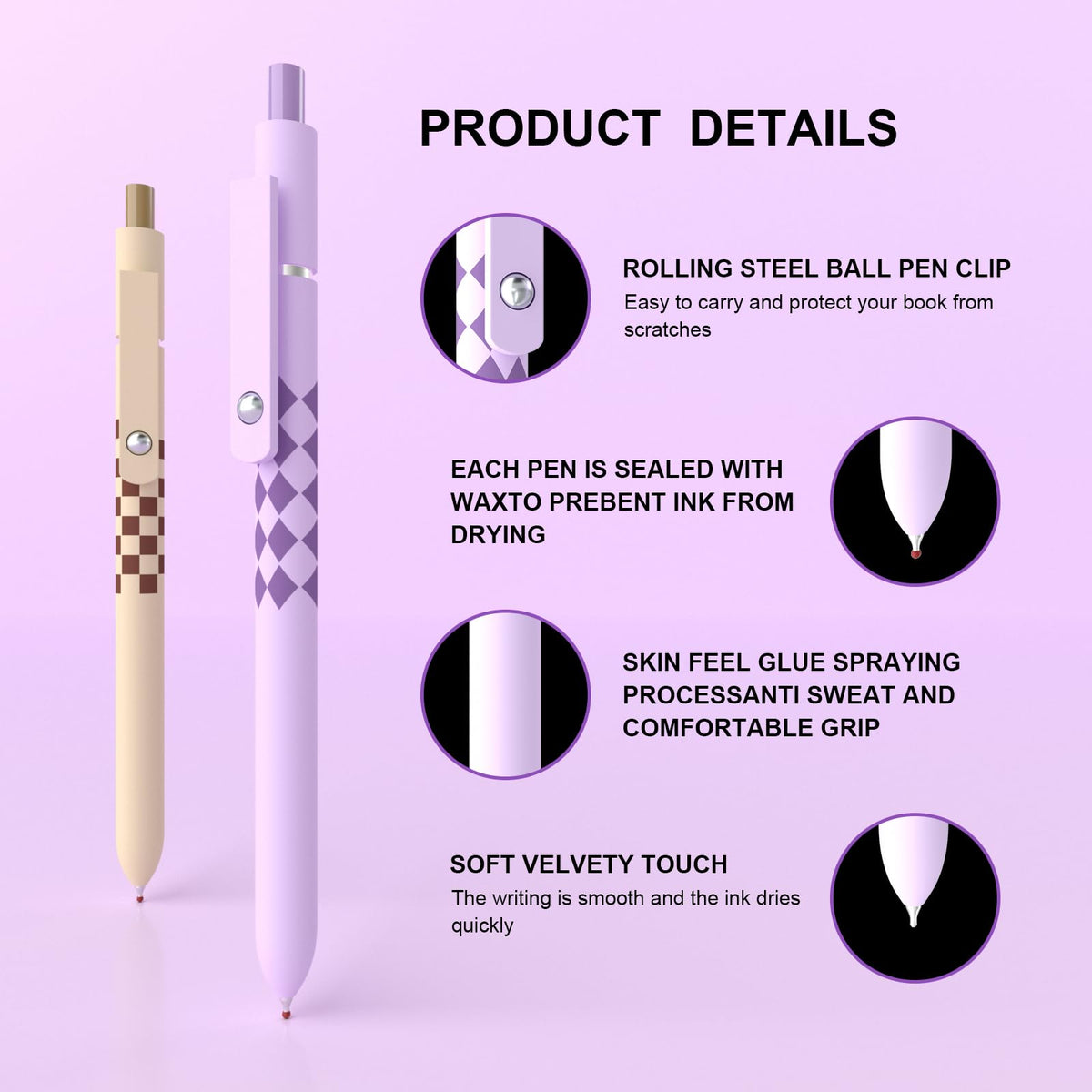 Gel Pens, Nurse Gifts,0.7mm Fine Point Black ballpoint pen,Aesthetic Cute Office School Supplies