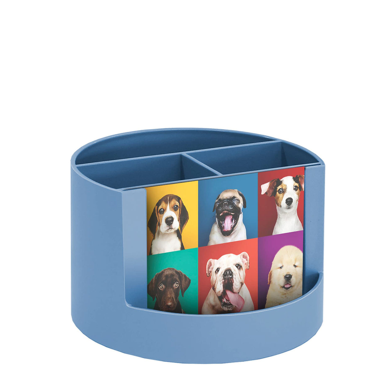 Acrimet Compact Desktop Organizer, 4 Spacious Slots, Round Pencil and Accessories Holder with Photo