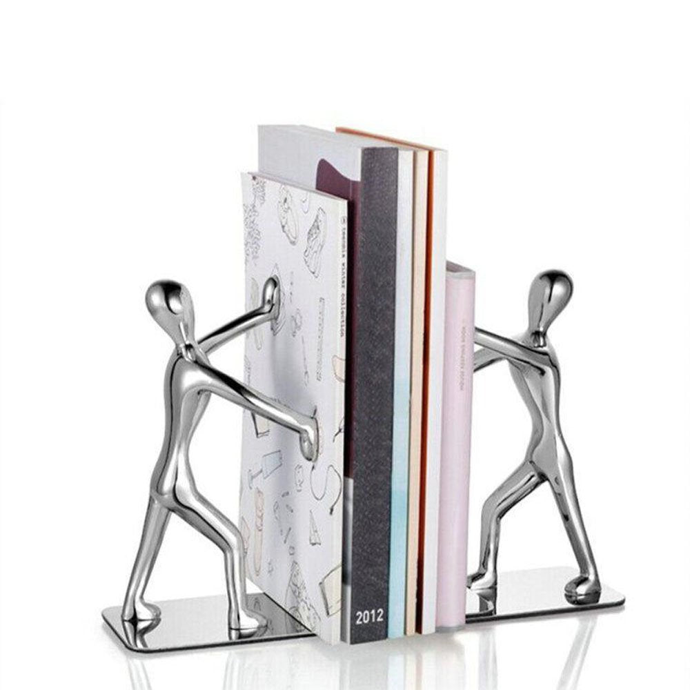 Fashion Creative Shiny Kung Fu Man Stainless Steel Metal Bookends Book End for Home Office Library