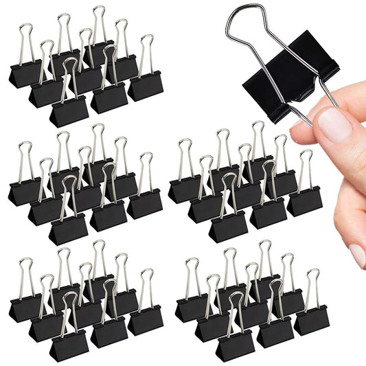 Medium Binder Clips, 144 Pack, 1-1/4 Inch, 1.25 Inch, Standard 32mm, Black, Capacity 0.6 Inch