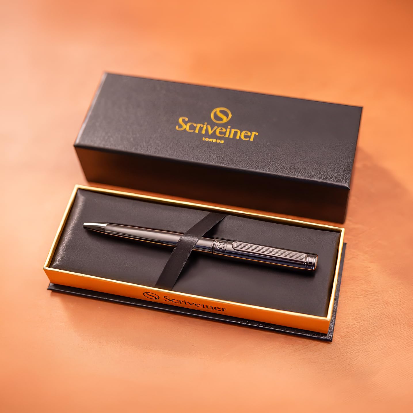 Scriveiner Gun-Metal Lacquer Ballpoint Pen - Stunning Luxury Pen, Schmidt Black Refill, Best Gift
