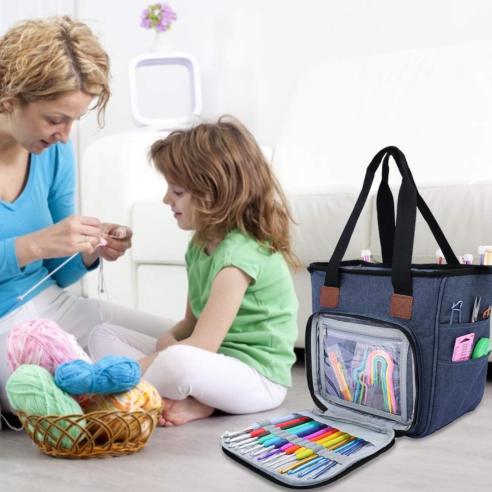 SumDirect Yarn Bag, Knitting Organizer Tote Bag Portable Storage Bag for Yarns, Carrying Projects