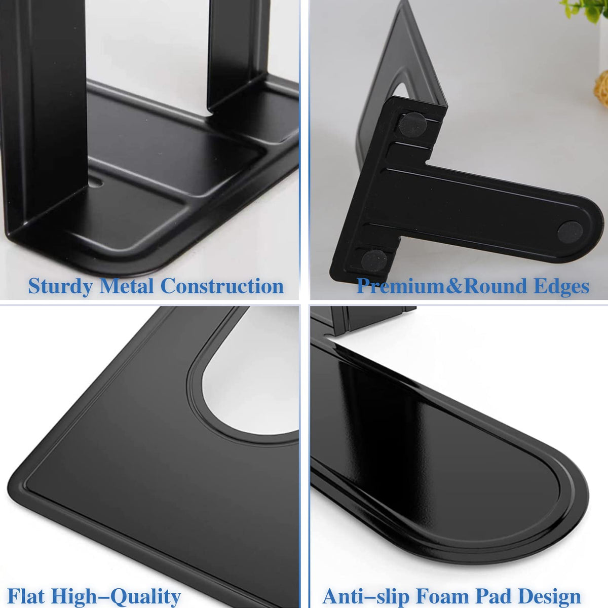 30 Pcs Metal Book Ends for Shelves, Heavy Duty Bookends for Office Home Kitchen Decorative, Nonskid