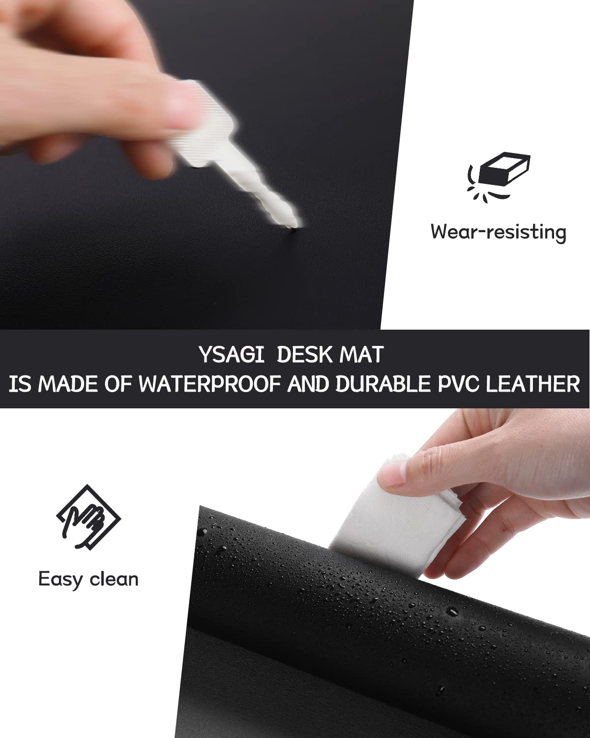 YSAGi Non-Slip Leather Desk Pad XL Size, Waterproof Laptop Computer Desk Keyboard Mat, Table