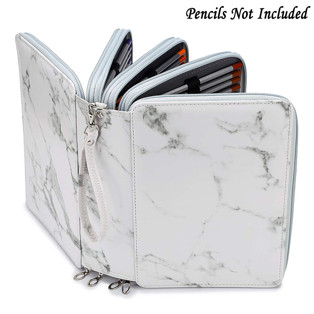 BTSKY 200 Slots Colored Pencil Organizer - Deluxe PU Leather Pencil Case