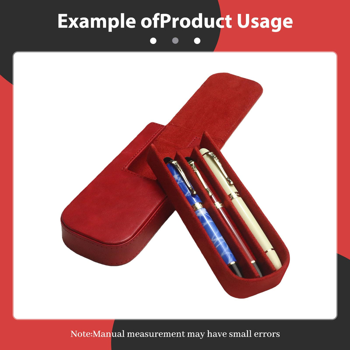 MIVLXLX PU Leather Fountain Pen Case, Pen Storage Tray Organizer(red)