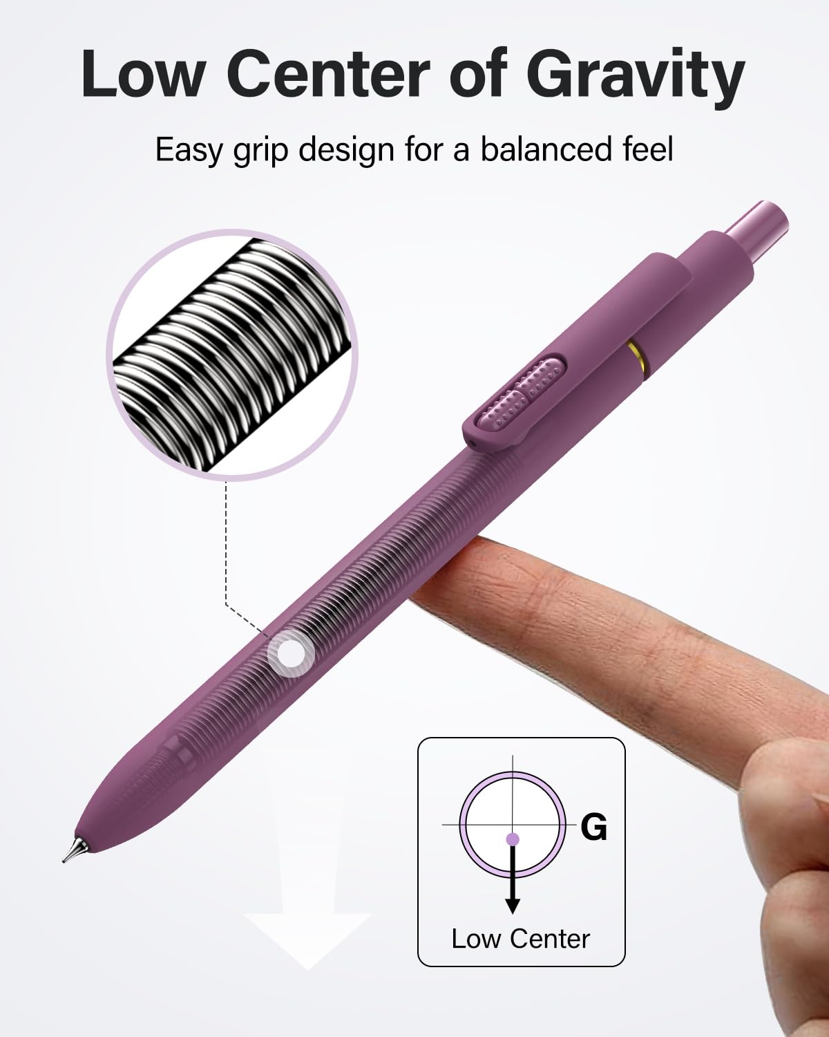 inkipen 16 Pcs Gel Pens, Black Ink with Fidget Clip, Fine Point(0.5mm)