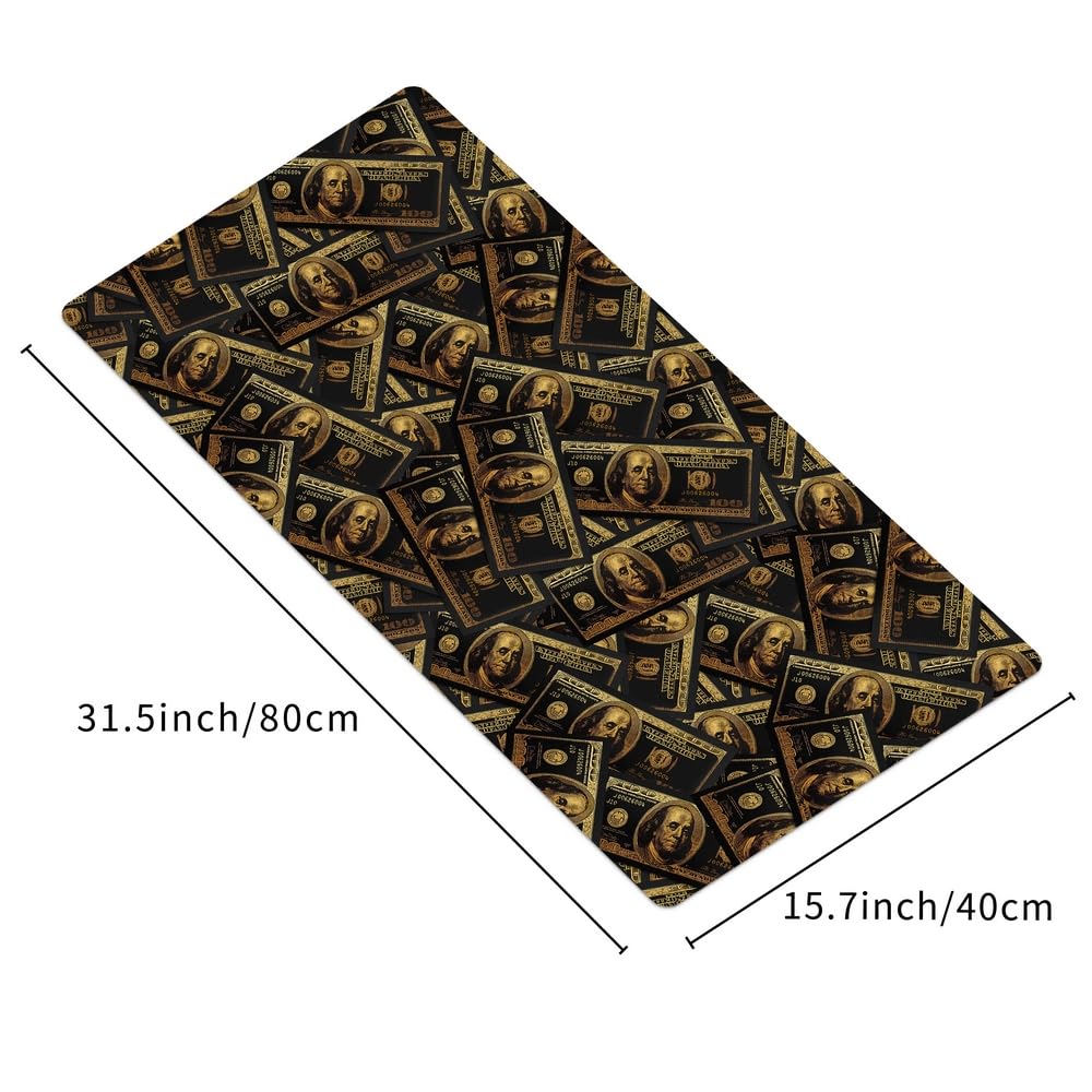 Reateforin Black Money Rectangle Mouse Pad Non Slip Rubber Base 31.5"x15.7" Gaming Keyboard and