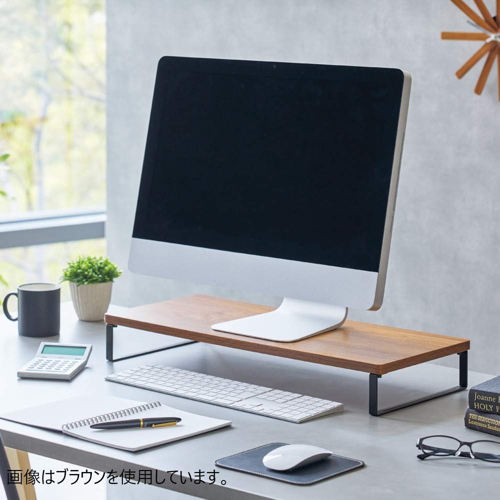 Lihit Lab A8001-35 Computer Stand, Monitor Stand, Wood Grain MDF, Standard, Natural, Width 23.2 x