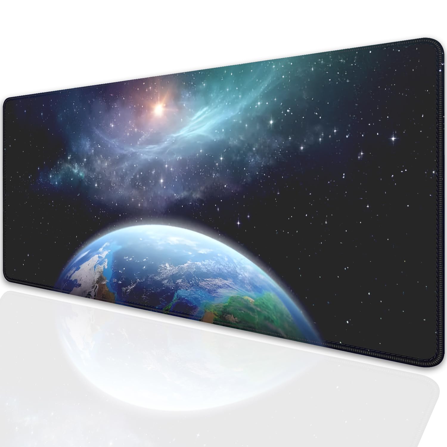 Earth and Starry Sky Large Desktop Mouse Pad, Desk Mat for Keyboard and Gaming, Office Home Work