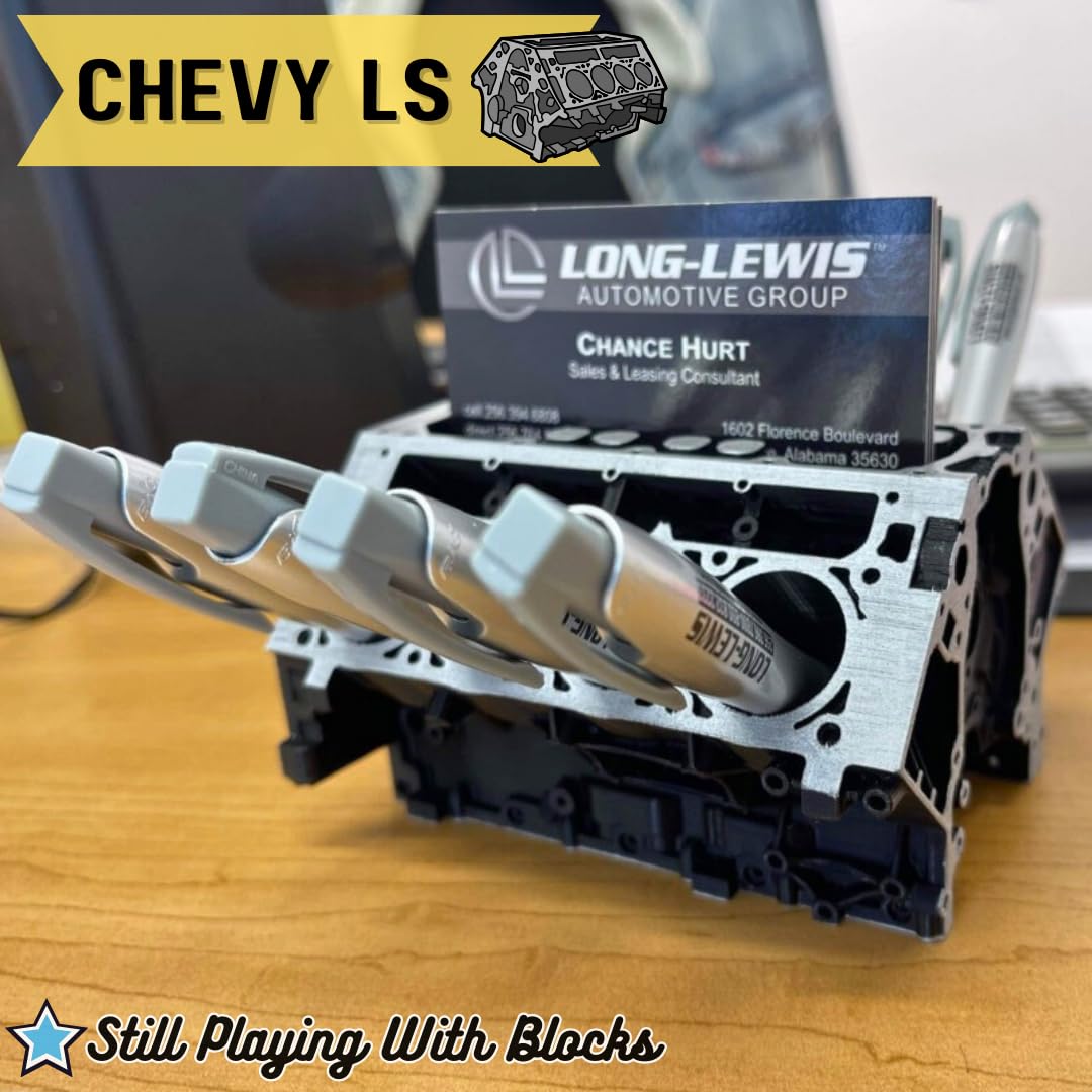 Sands3D Chevy LS Business Card Holder Desk, Office Desk Accessories For Men, Desk Decor Mechanic