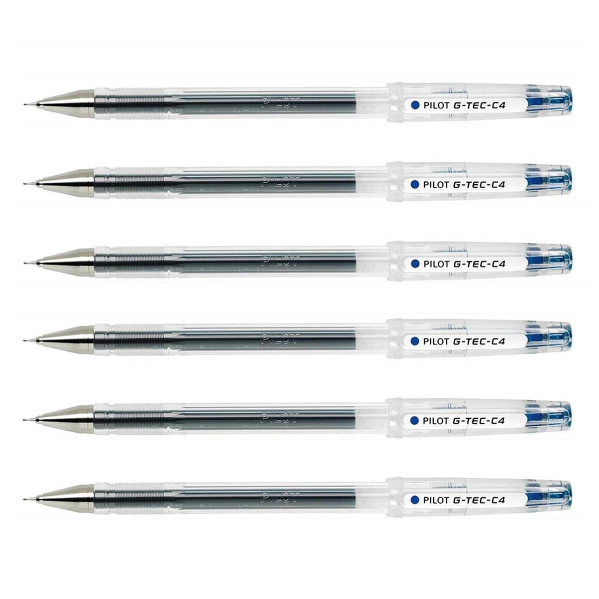 Pilot G-Tec-C4 Gel Ink Roller Ball Pens, Blue, Set of 6