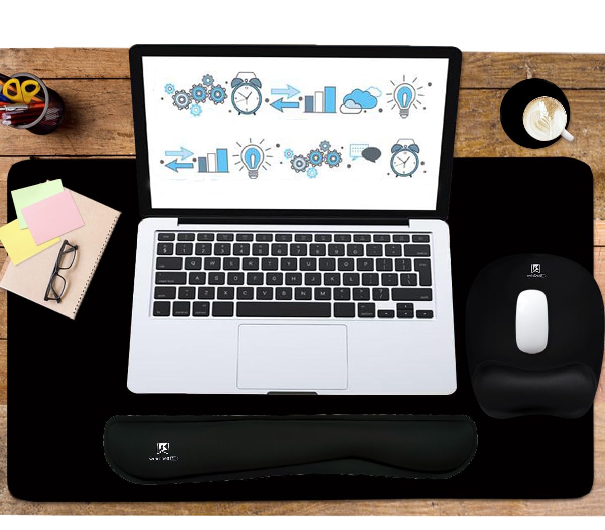Keyboard Wrist Rest Large Mouse Pad Wrist Support for Computer, 4 in 1 Memory Foam Keyboard Pad