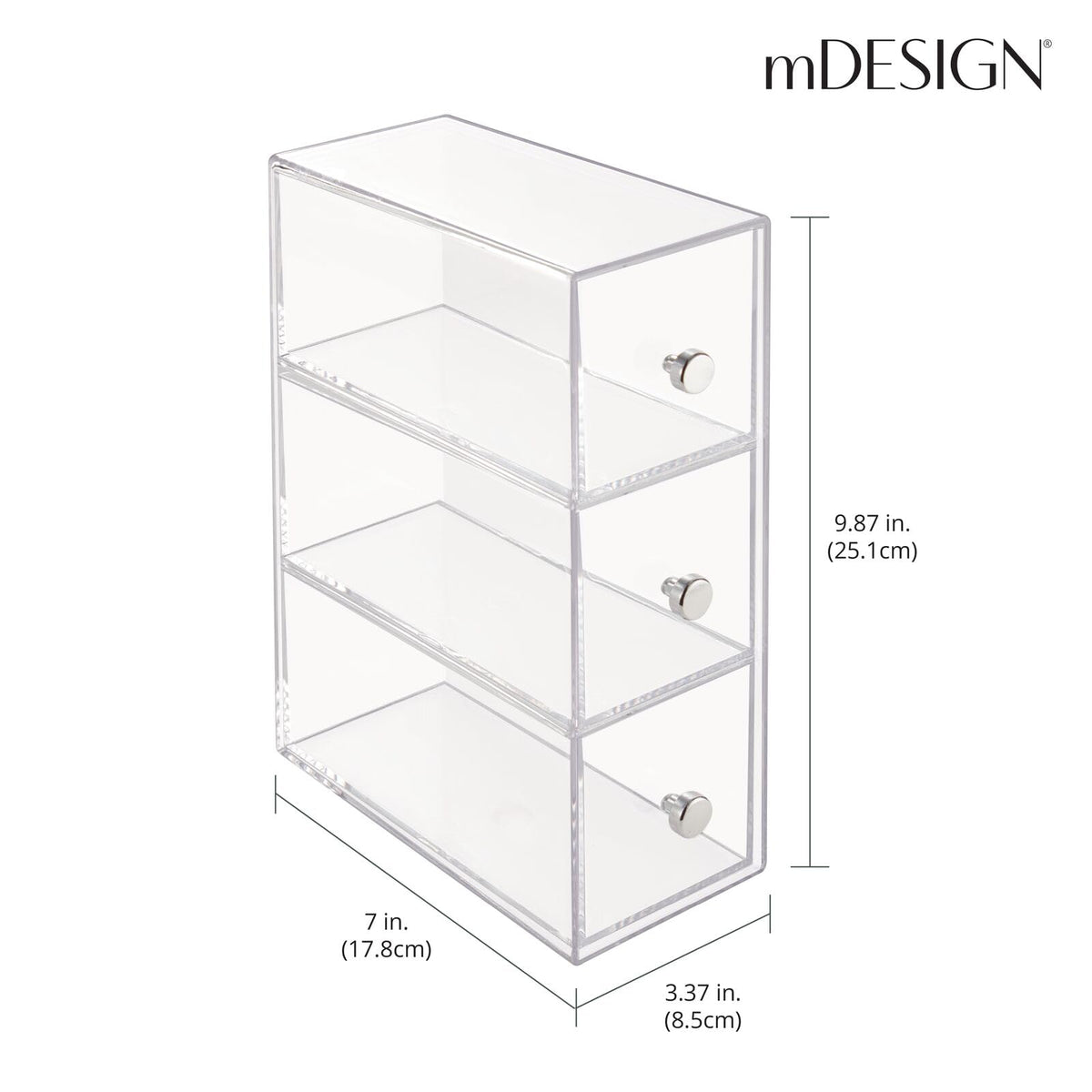mDesign Plastic Stackable Desktop Organizer Tower Storage Station with 3 Drawers for Home Office