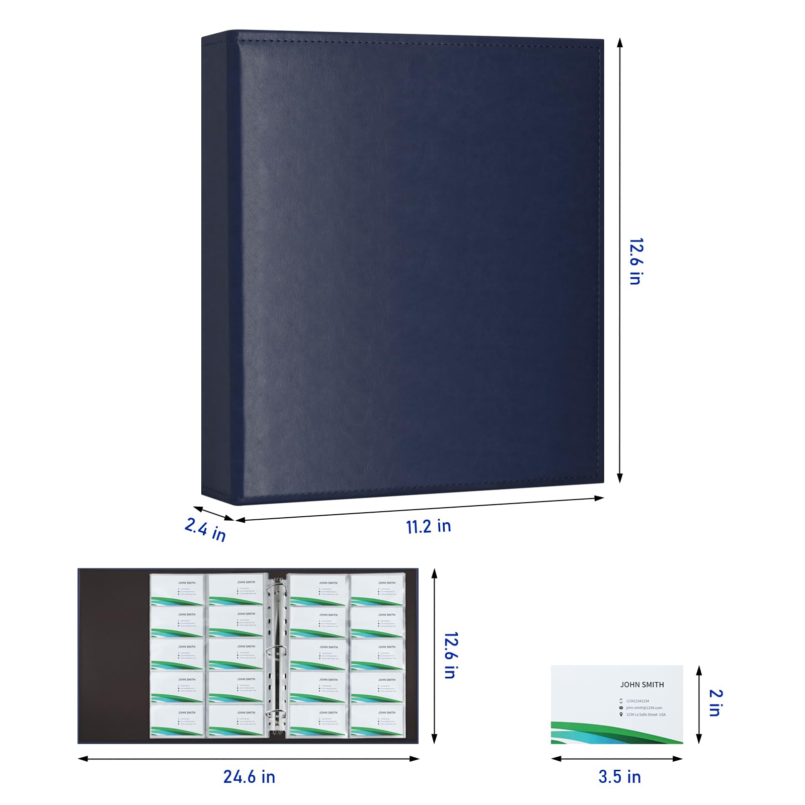 BYSTER A4 Business Card Book, PU Leather Organizer with 30 Pack Sleeves (600 Pockets), Business