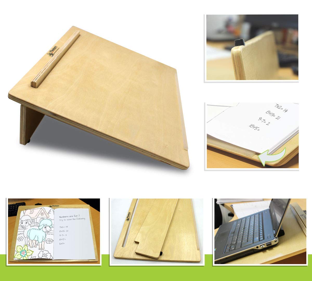 Playlearn Ergonomic Wooden Writing Slope/Slant Board - 20 Degree Optimal Angle - Extra Wide with