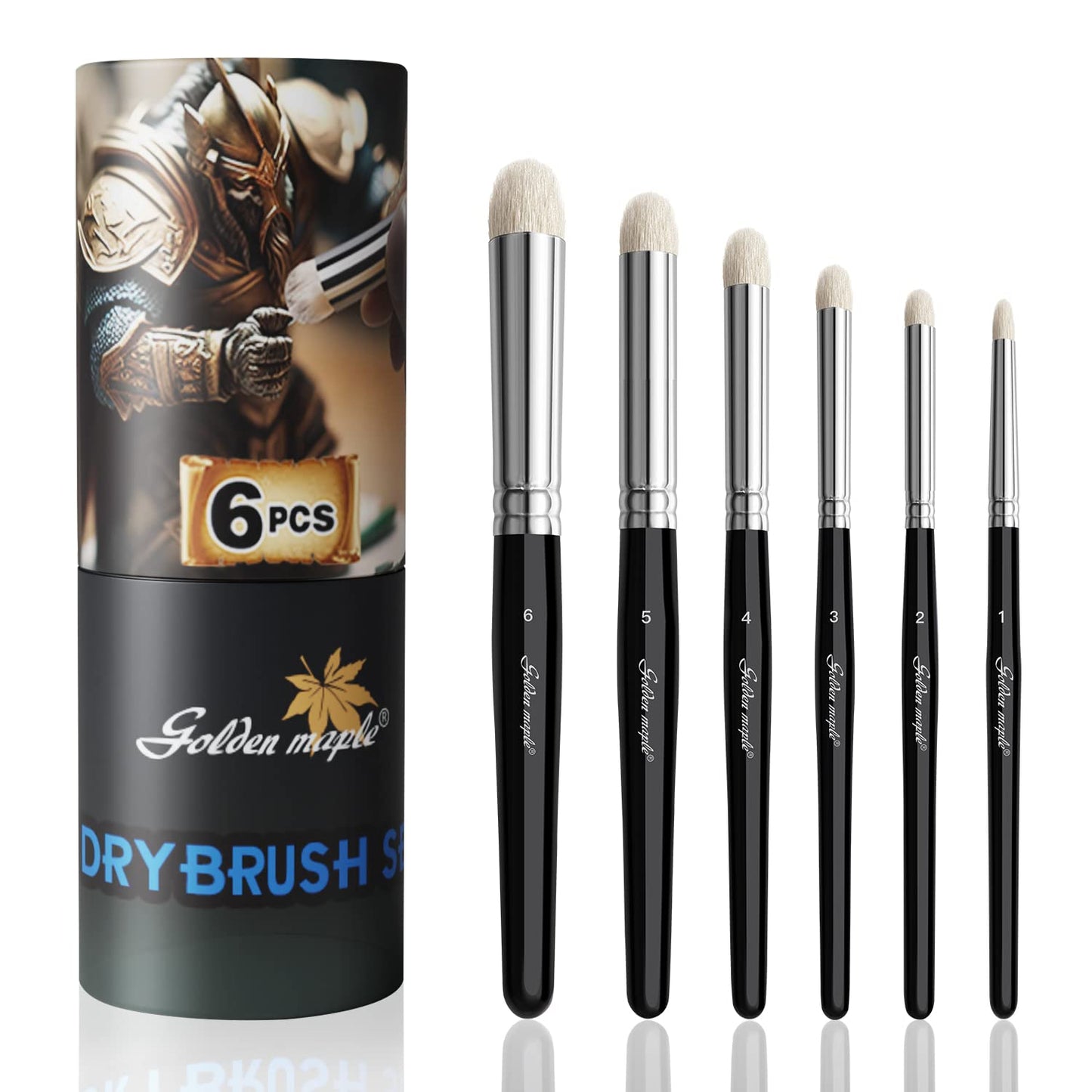 Golden Maple Dry Brush Miniature Painting Drybrush Set - 6PC Professional Modellers Miniature Paint