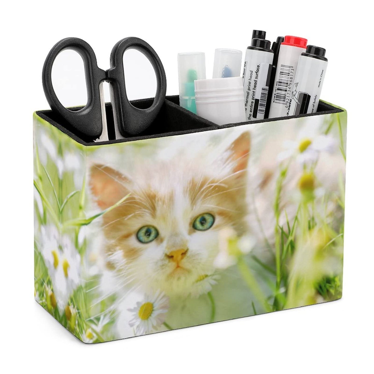 Niapessel Pencil Holder for Desk, Cute Little Cat Pen Holder Storage Desktop Pen Organizer Desk