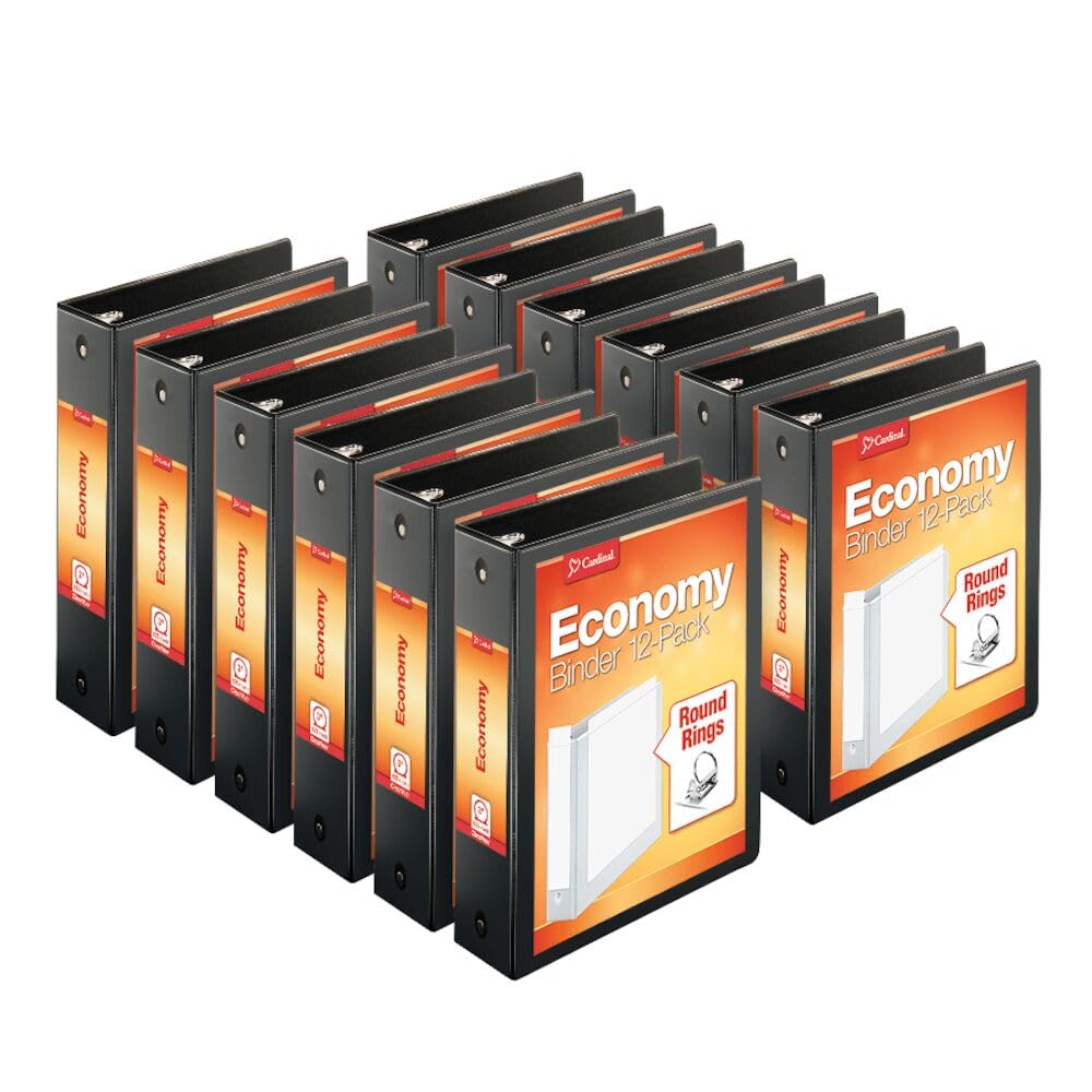 Cardinal Economy 3-Ring Binders, 3", Round Rings, Holds 625 Sheets, ClearVue Presentation View